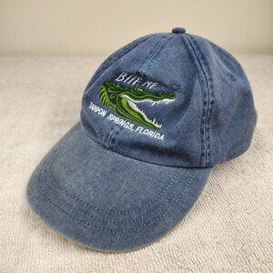 Vintage TARPON SPRINGS FLORIDA Hat Strapback Dad Cap Blue Bite Me Alligator